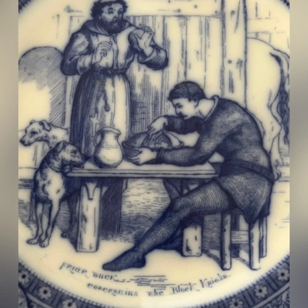 Vintage Antique Ivanhoe Friar Tuck Flow Blue Collectors Plate - Picture 3 of 3